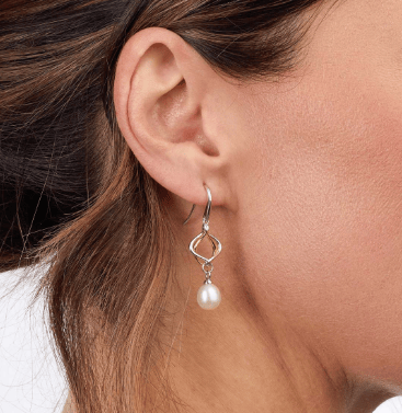 Earrings Silver Alicia Golden Pearl Drop Earrings