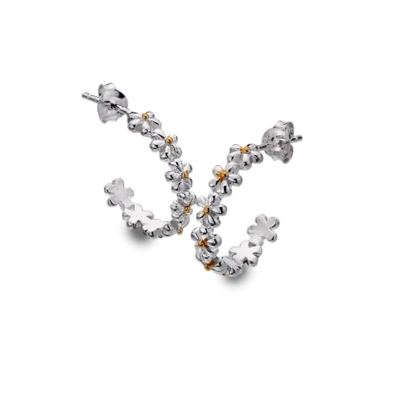 Silver and gold elegant daisy hoops Earrings Sea Gems Ltd