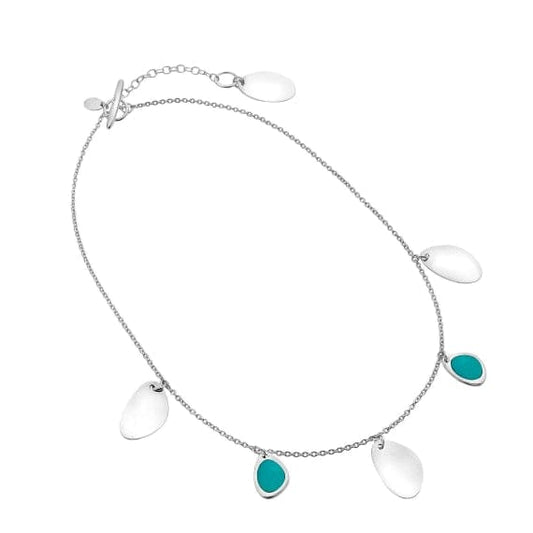 Silver and Turquoise organic pebble shaped nature necklace Necklaces Sea Gems Ltd