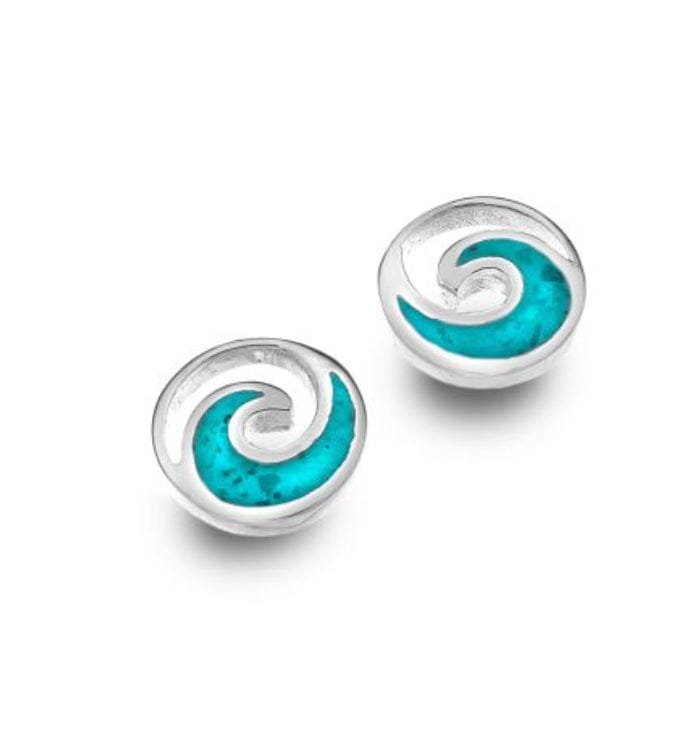Silver and Turquoise wave stud earrings Stud earrings Sea Gems Ltd