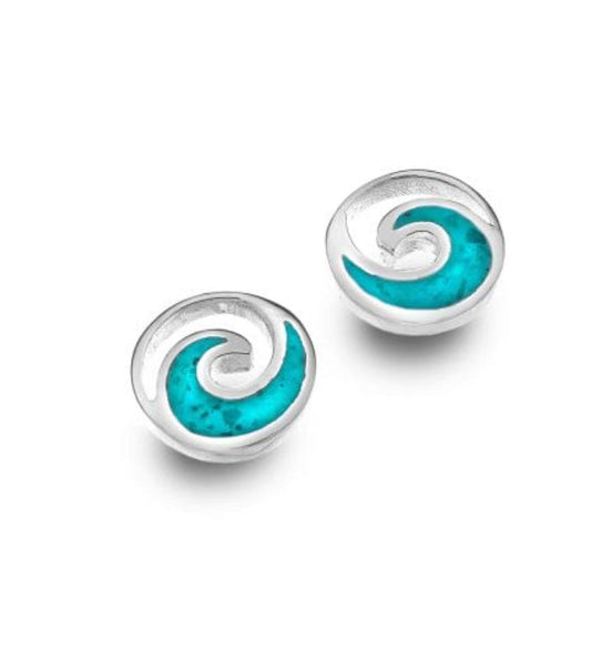 Silver and Turquoise wave stud earrings Stud earrings Sea Gems Ltd
