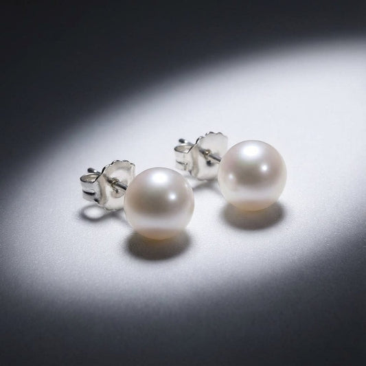 Silver and white 10mm pearl stud earrings| Rock Lobster Earrings Claudia Bradby