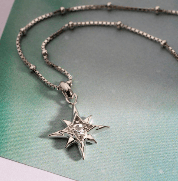 Necklace Silver April Aurora Birthstone Rock Crystal Necklace