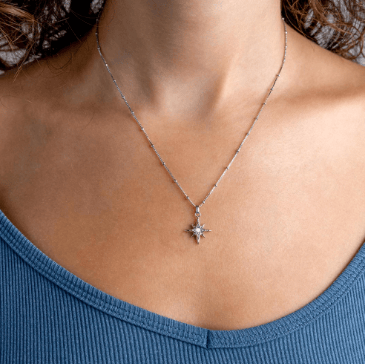 Necklace Silver April Aurora Birthstone Rock Crystal Necklace