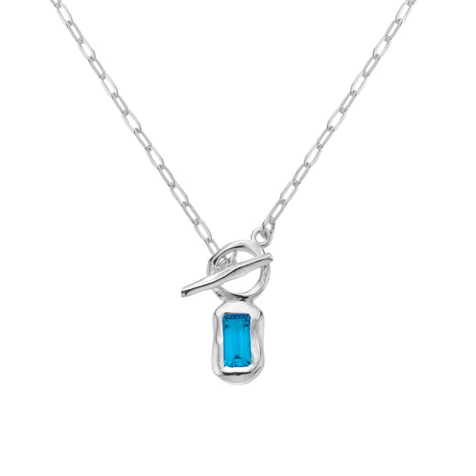 Silver Atlantis Blue T-Bar Necklace Necklace Sea Gems Ltd