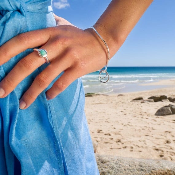 Silver bangle with shaped link charms Bangle Sea Gems Ltd