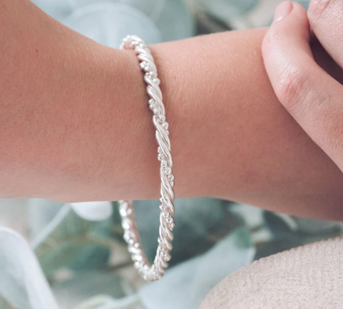 Silver Bead & twist bangle Bangle John Garland-Taylor