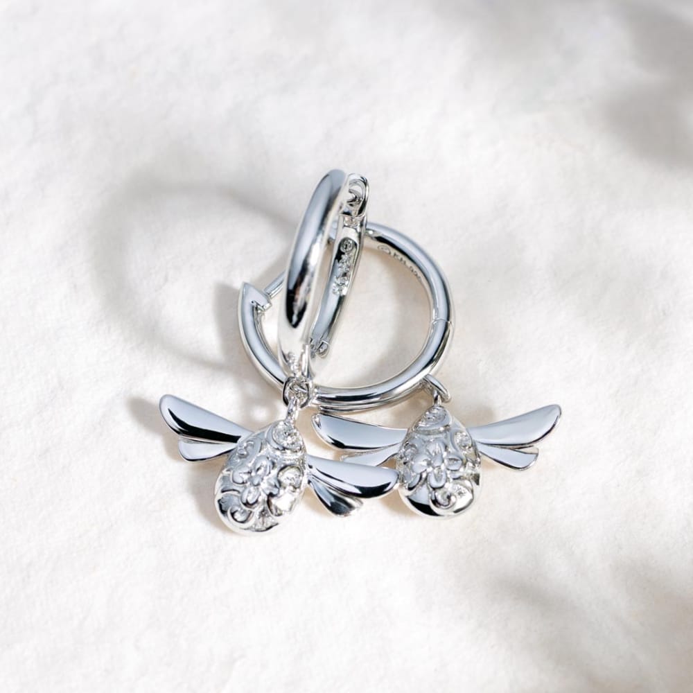 Silver Blossom Honey Bee Hoop Earrings Earrings Kit Heath