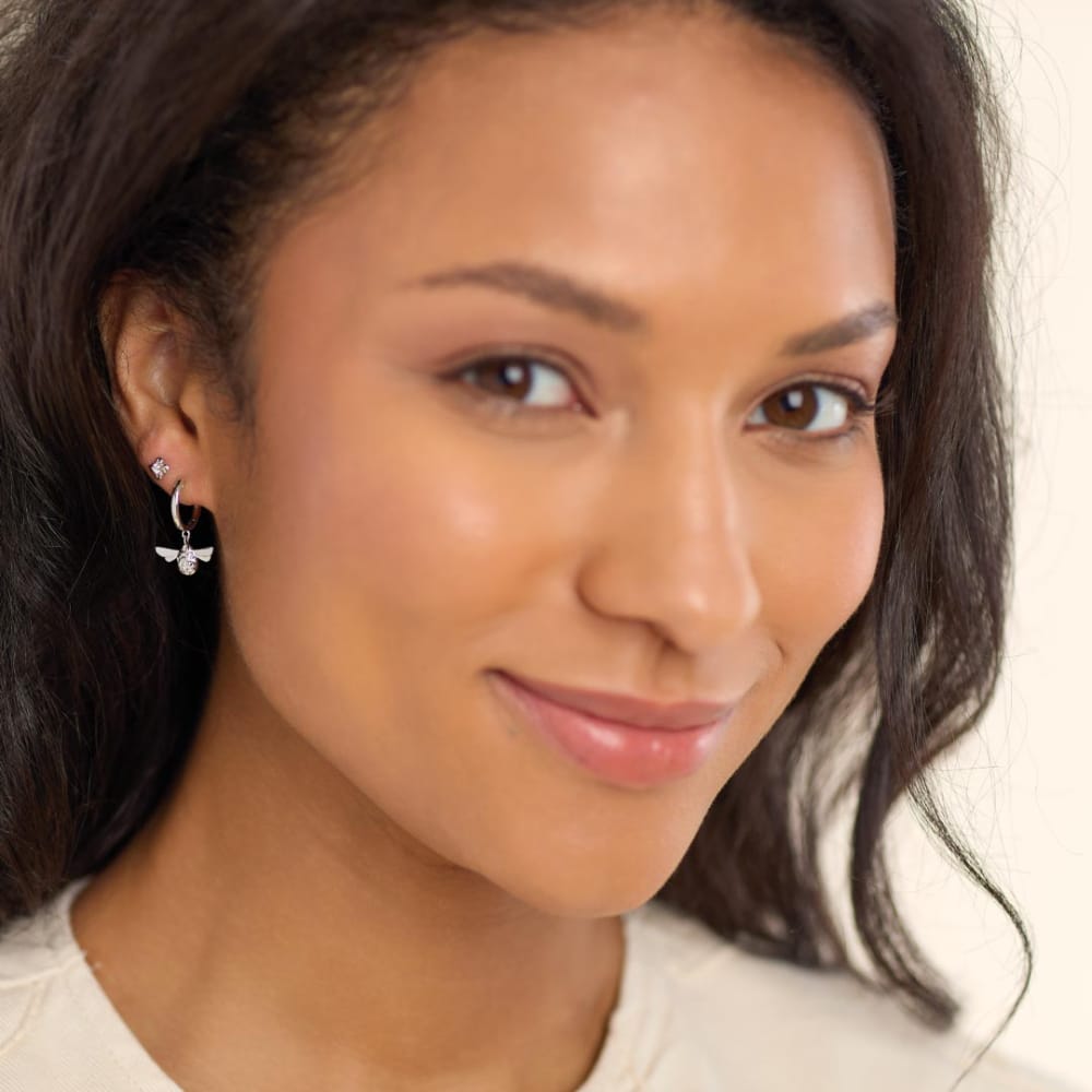 Silver Blossom Honey Bee Hoop Earrings Earrings Kit Heath
