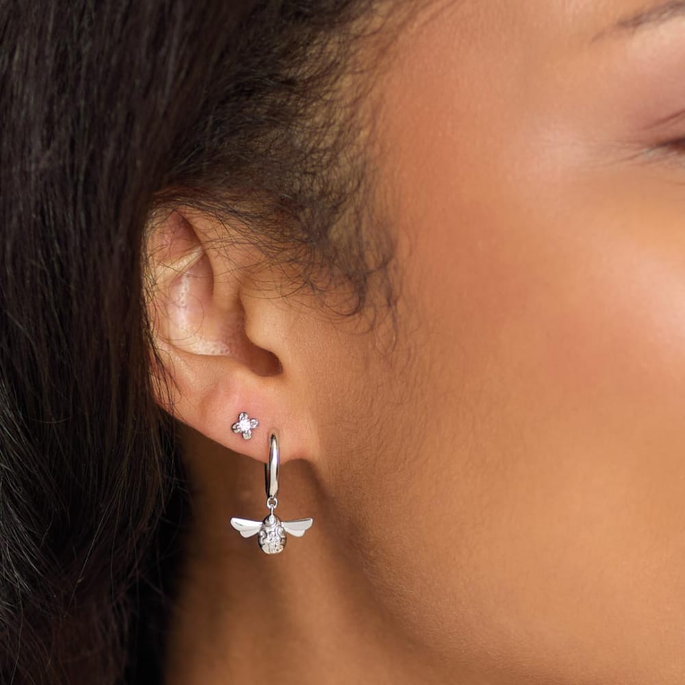Silver Blossom Honey Bee Hoop Earrings Earrings Kit Heath