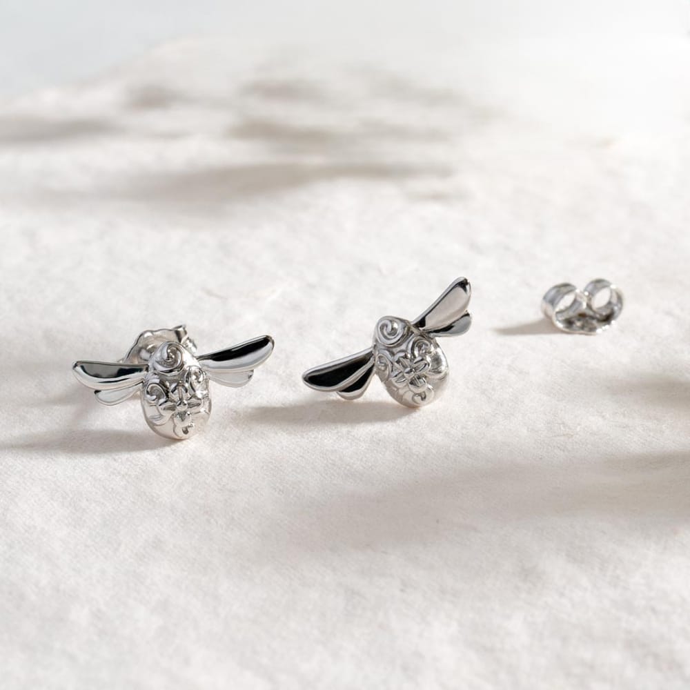 Silver Blossom Honey Bee Stud Earrings Earrings Kit Heath