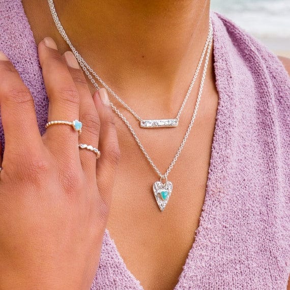 Silver bubble heart ring with Turquoise inlay Ring Sea Gems Ltd