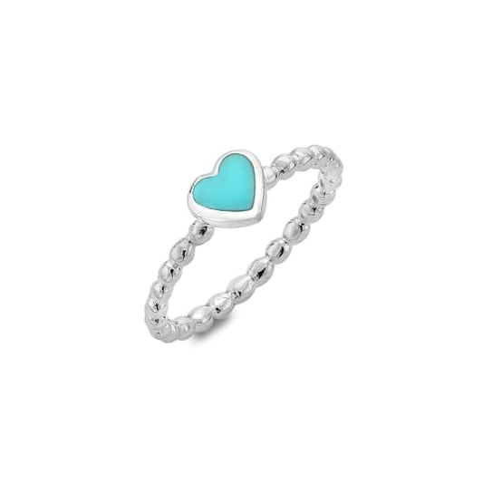 Silver bubble heart ring with Turquoise inlay Ring Sea Gems Ltd