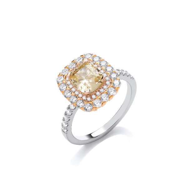 Silver Che Chic Canary Yellow Cubic Zirconia Ring Ring Cavendish French