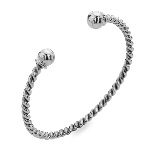 Silver Classic with a Twist Torque Cuff Bangle Bangle Sea Gems Ltd