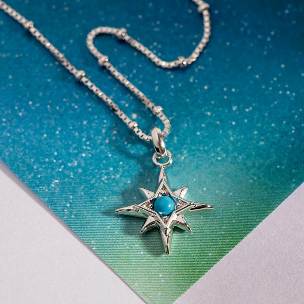 Necklace Silver December Aurora Birthstone Synthetic Turquoise Necklace