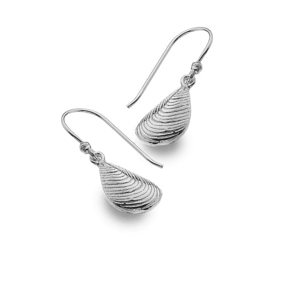 Silver elongated mussel shell drop earrings Earrings Sea Gems Ltd