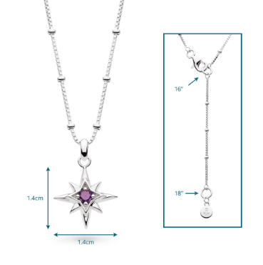 Necklace Silver February Aurora Birthstone Amethyst Necklace