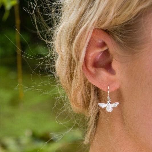 Silver finely handcrafted and playful bumblebee earrings Earrings Sea Gems Ltd