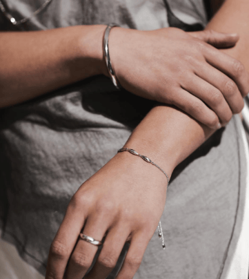 Bracelet Silver Glint Geo Hinged Bangle