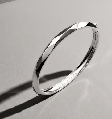 Bracelet Silver Glint Geo Hinged Bangle