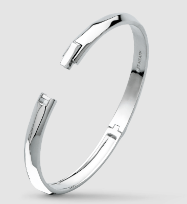 Bracelet Silver Glint Geo Hinged Bangle