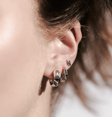 Earrings Silver Glint Geo Mid Hoop Earrings