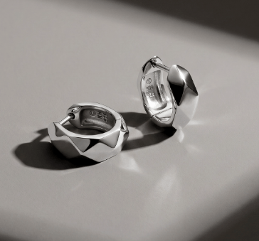 Earrings Silver Glint Geo Wide Hoop Earrings