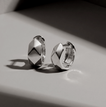 Earrings Silver Glint Geo Wide Hoop Earrings