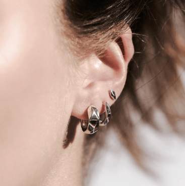 Earrings Silver Glint Geo Wide Hoop Earrings