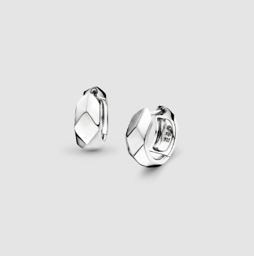 Earrings Silver Glint Geo Wide Hoop Earrings