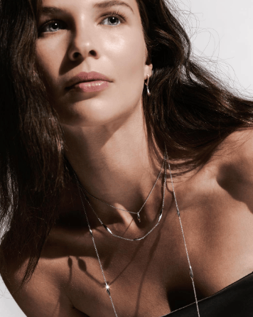 Necklace Silver Glint Station Statement Necklace