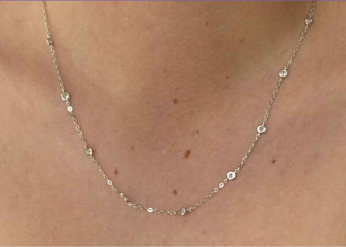 Silver, Gold & Cubic Zirconia Solitaires Necklace Necklace Cavendish French