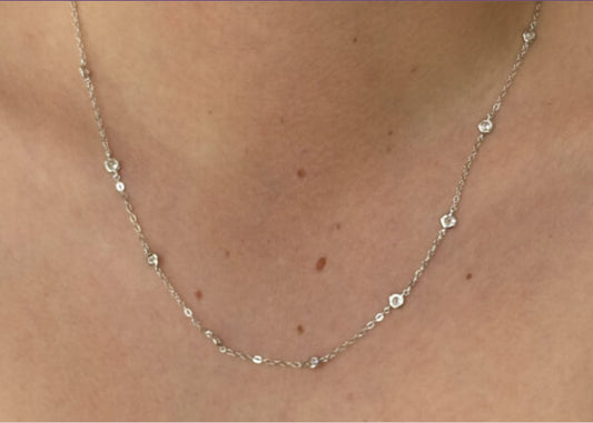Silver, Gold & Cubic Zirconia Solitaires Necklace Necklace Cavendish French
