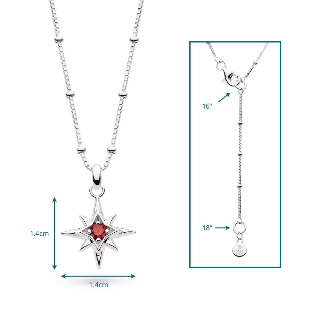 Necklace Silver July Aurora Birthstone Synthetic Ruby Necklace