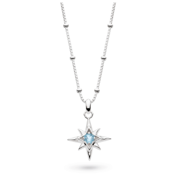 Necklace Silver March Aurora Birthstone Blue Topaz Necklace