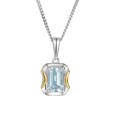 Silver Marine Dream Necklace with Aquamarine Necklace Amore