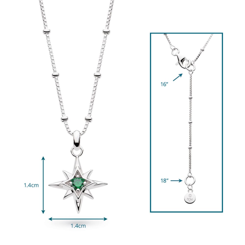 Necklace Silver May Aurora Birthstone Synthetic Emerald Necklace