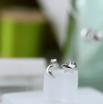 Earrings Silver Miniatures Moonlight Stud Earrings