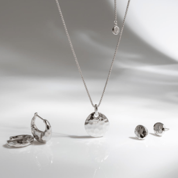 Earrings Silver Mirage Reflect Round Disc Stud Earrings