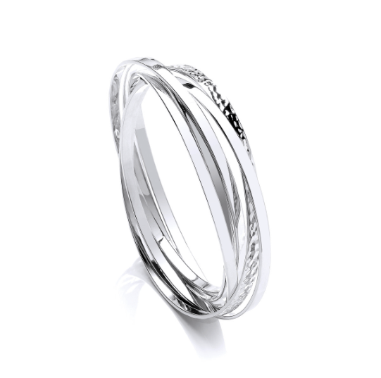 Silver multi textural Russian bangle Bangles Cavendish French