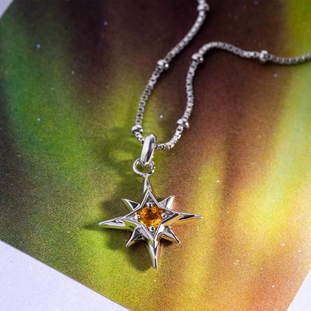 Necklace Silver November Aurora Birthstone Citrine Necklace