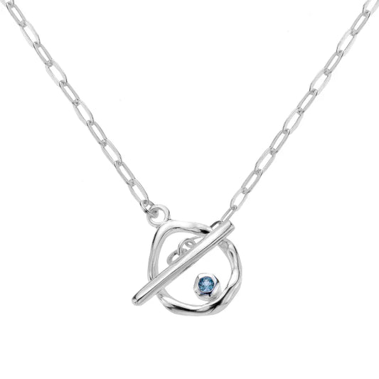 Silver Oceans caress T-bar Necklace Necklace Sea Gems Ltd