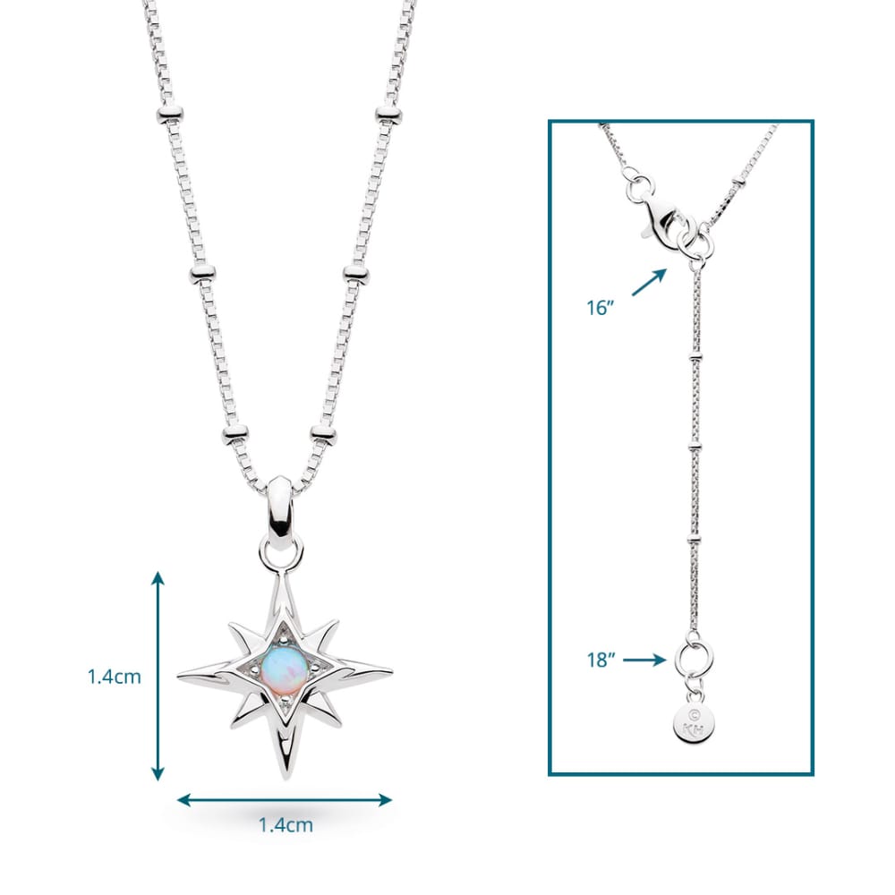 Necklace Silver October Aurora Birthstone Synthetic Opal Necklace