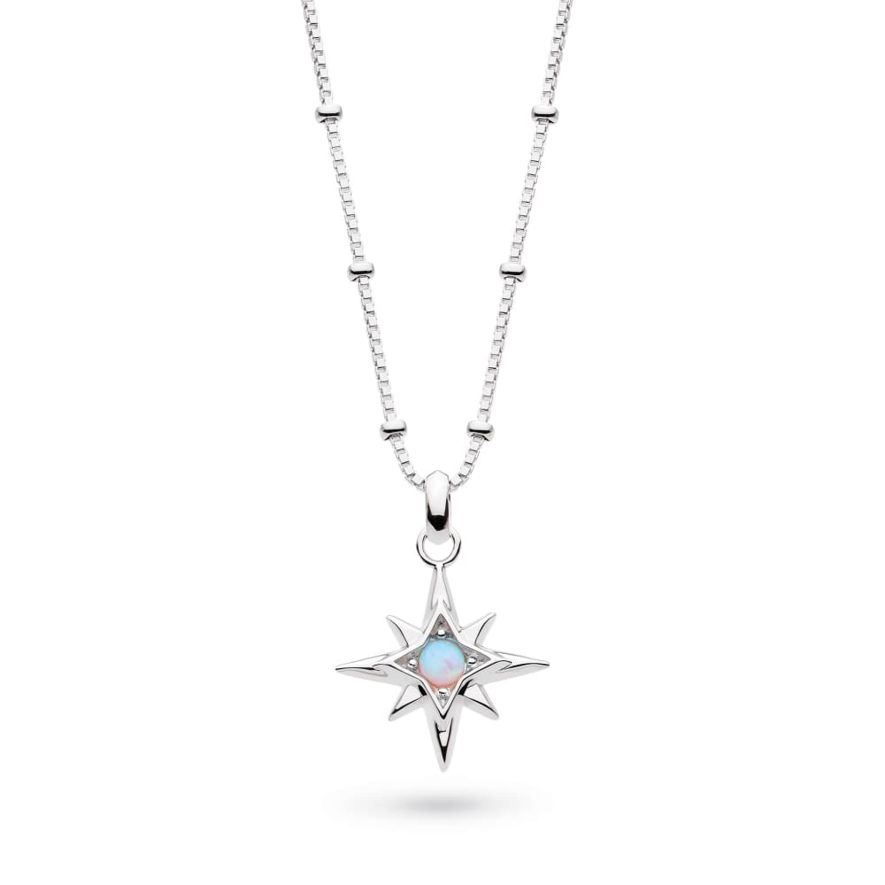 Necklace Silver October Aurora Birthstone Synthetic Opal Necklace