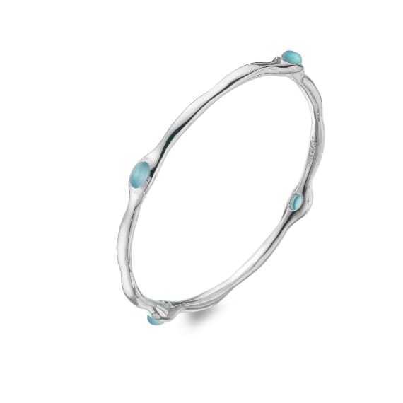 Silver organic bangle with Chalcedony inlay Bangle Sea Gems Ltd