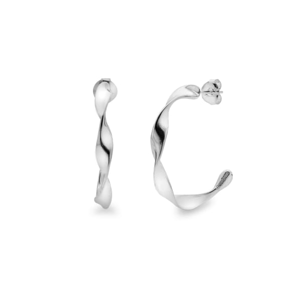 Silver organic twisting maxi hoop earrings Earrings Sea Gems Ltd