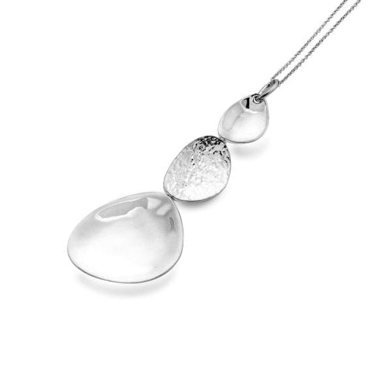 Silver organically shaped graduating pebble pendant Necklaces Sea Gems Ltd