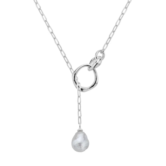 Silver & Pearl Trinity loop Necklace Necklace Sea Gems Ltd