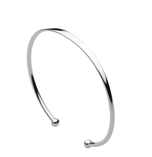 Silver Plain Open Torque Ball Bangle bangle DEW